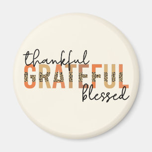 Dankbar Grateful Gesegnet Cheetah Druck Typografie Magnet