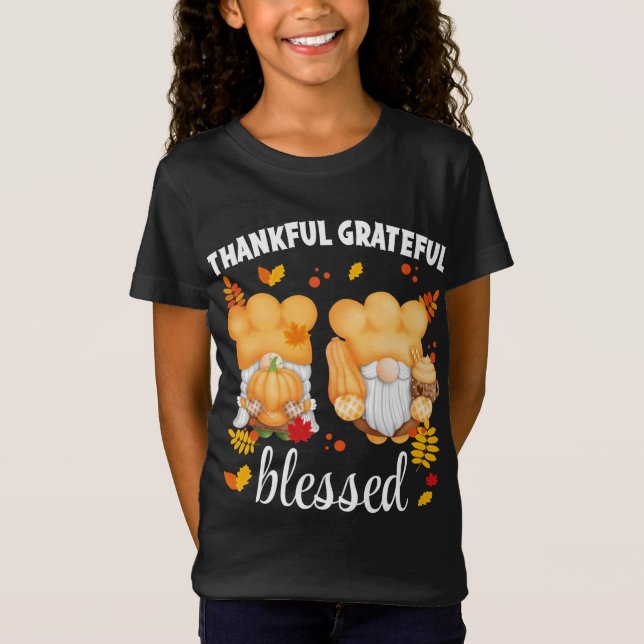 Dankbar Grateful gesegnet Fall Gnomes T-Shirt (Vorderseite)