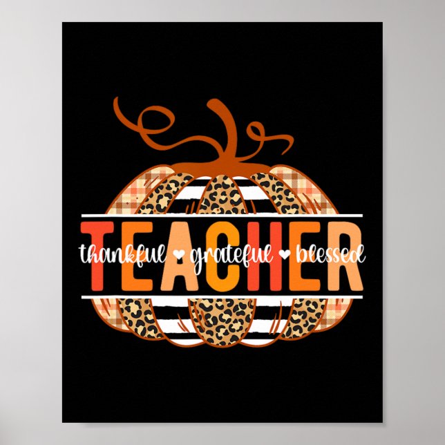 Dankbar Grateful gesegnet Lehrer Erntedank Tee Poster (Vorne)