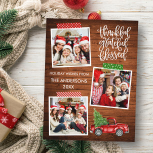 Dankbar Grateful gesegnet Wood Truck Tape Holiday Postkarte