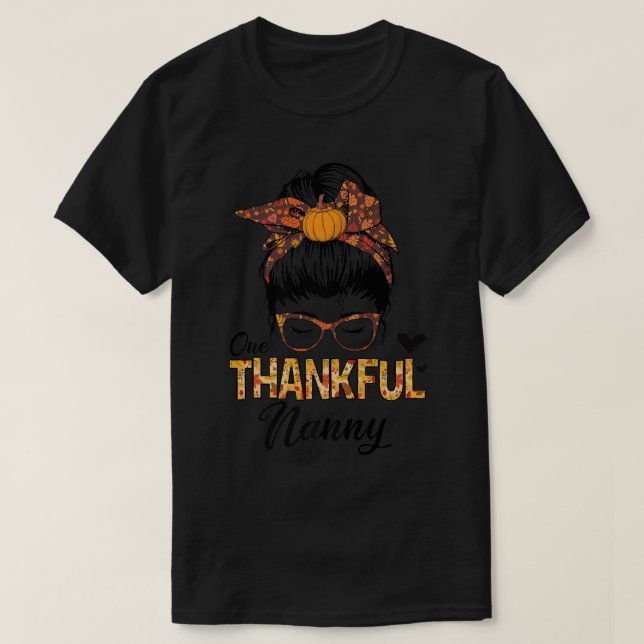 Dankbar Gruscha, lustig, Messy Bun Herbst Thankss T-Shirt (Design vorne)