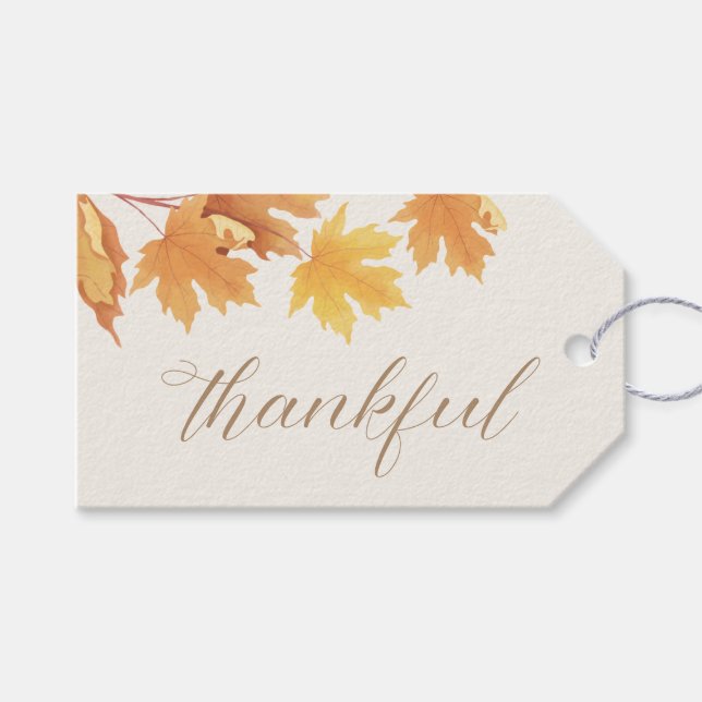 Dankbar - Herbstfalldusche | Gift Tags Geschenkanhänger (Vorderseite (Horizontal))