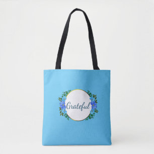"Dankbar" Ihre Word-Erinnerung Blue Zinnia Floral