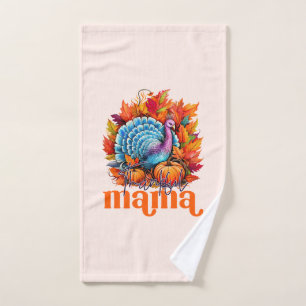 Dankbar Mama Türkei und Herbst Blätter Badhandtuch Set