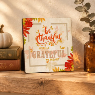 Dankbar mit einem dankbaren Herzen Herbst-Dekor Fotoplatte