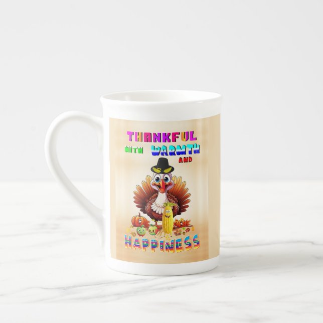 Dankbar mit Wärme und Glück Prozellantasse (Links)