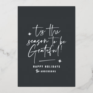 Dankbar moderne, minimalistische und elegante Schr Folien Feiertagskarte