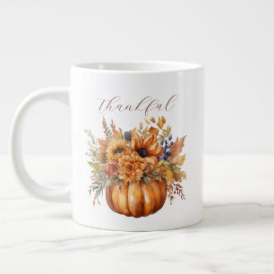 Dankbar-Pumpkin mit Blume- Jumbo-Tasse