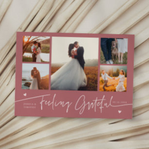 Dankbar Rosa Hochzeit Multi Foto Dankeskarte