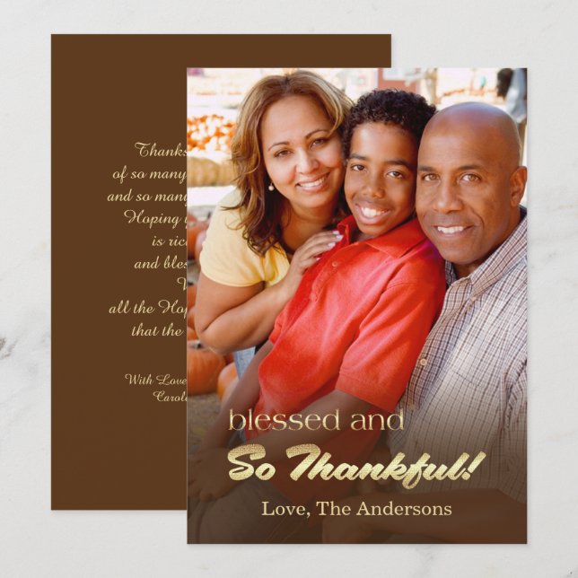 Dankbar sein. Erntedank-benutzerdefinierte Fotokar Feiertagskarte (Vorne/Hinten)