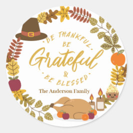 dankbar sein und gesegnet sein runder aufkleber