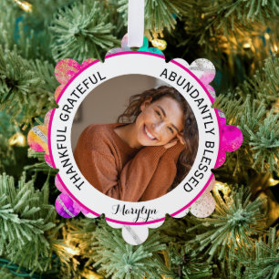 Dankbar, Selig gesegnet Foto Rainbow Ornament Karte