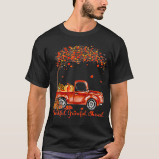 Dankbar Selig gesegneter Herbstwagen Fallende Lea T-Shirt
