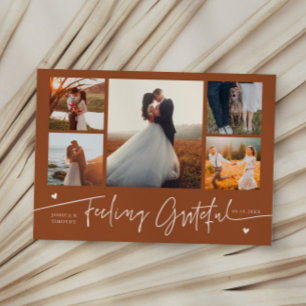 Dankbar Terrakotta-Hochzeit Multi-Foto Dankeskarte