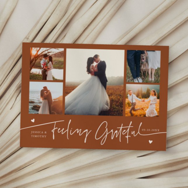 Dankbar Terrakotta-Hochzeit Multi-Foto Dankeskarte (Von Creator hochgeladen)
