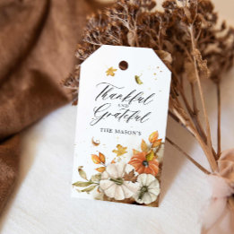 Dankbar und dankbar Erntedank Gefallen Tags Geschenkanhänger