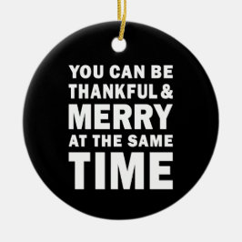 Dankbar und fröhlich moderne Weihnachten Schwarz R Keramik Ornament