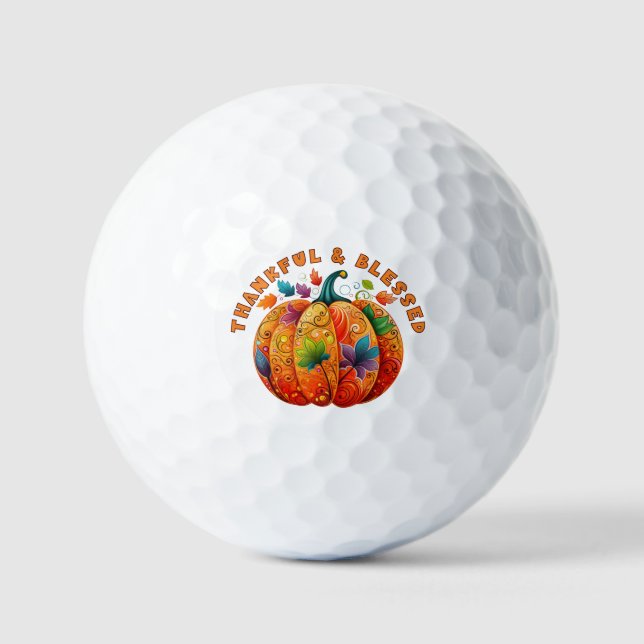 Dankbar und gesegnet Autumn Pumpkin Golfball (Vorderseite)