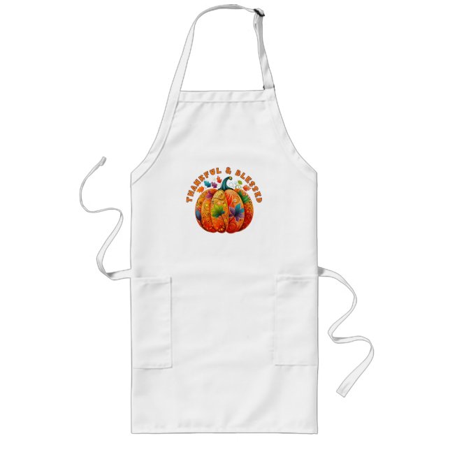 Dankbar und gesegnet Autumn Pumpkin Lange Schürze (Vorne)