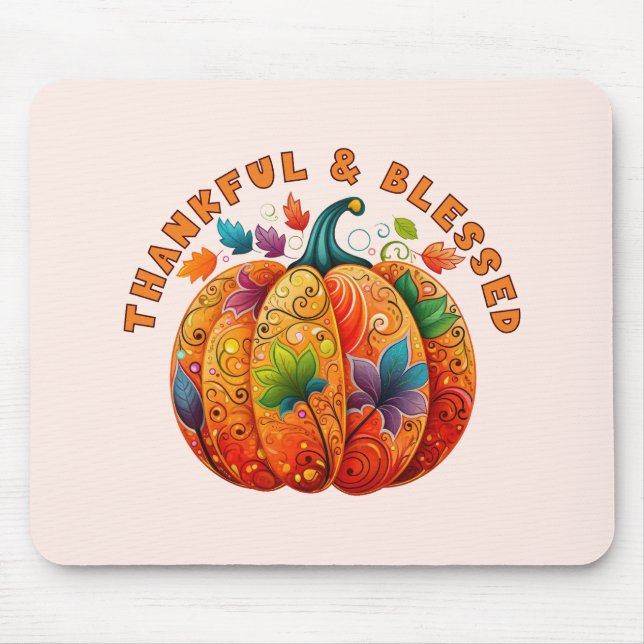 Dankbar und gesegnet Autumn Pumpkin Mousepad (Vorne)