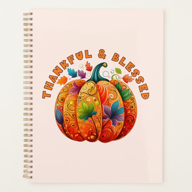 Dankbar und gesegnet Autumn Pumpkin Planer (Vorderseite)