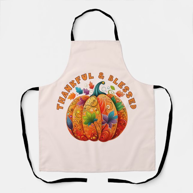 Dankbar und gesegnet Autumn Pumpkin Schürze (Vorderseite)