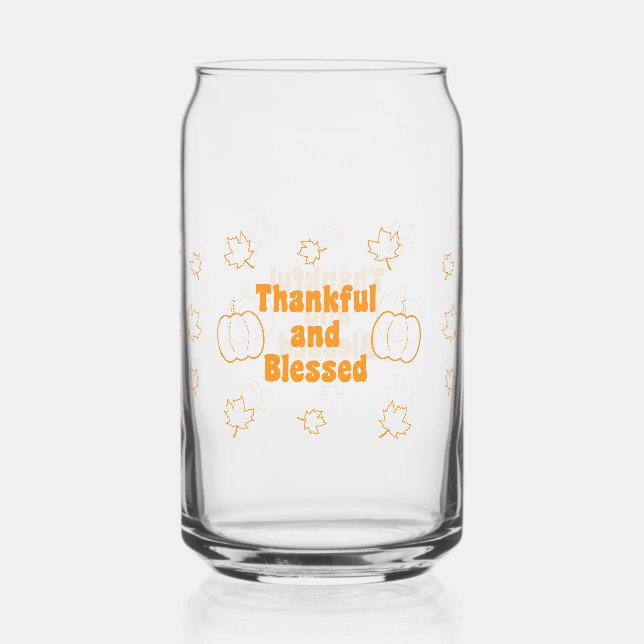 Dankbar und Gesegnet Kann Glas Thanksgiving (Vorderseite)