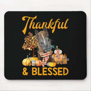 dankbar und gesegnet Kürbispferd Fall danksgivi Mousepad