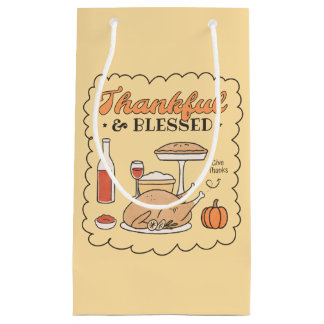 Dankbar und Gesegnet Retro Thanksgiving Kleine Geschenktüte