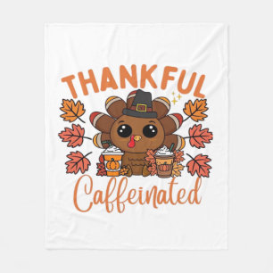 Dankbar und Koffeinhaltig Lustiger Thanksgiving-Ka Fleecedecke