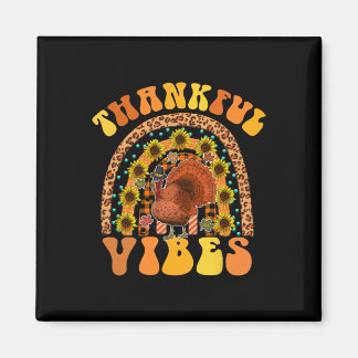 Dankbar Vibes Rainbow Turkey Fall Retro Groovh Magnet
