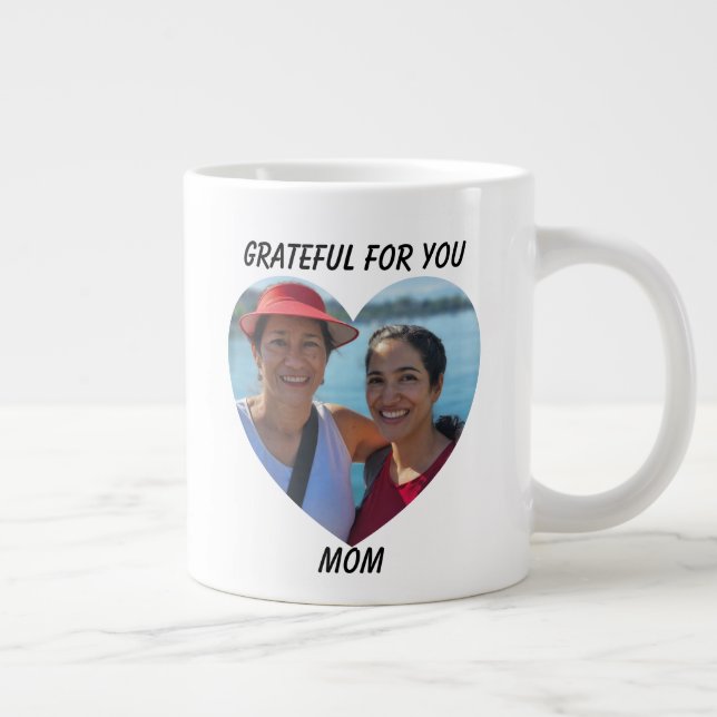 Dankbare Agradecida zweisprachiges Muttertagsherz Jumbo-Tasse (Rechts)