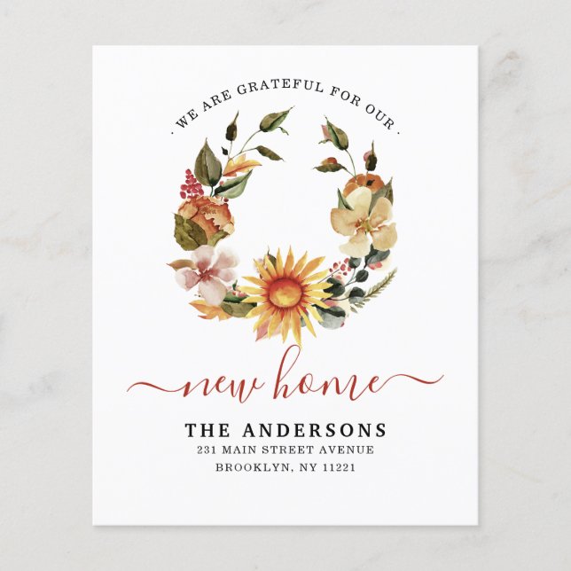 Dankbare Ankündigung für die neue Zuhause Fall Wre (Vorderseite)