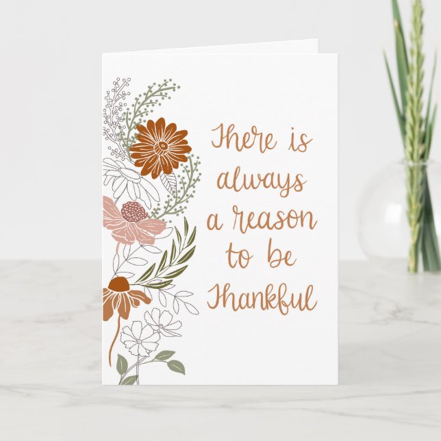 Dankbare Blume und Blätter im Inneren verschwinden Karte (Vorderseite)