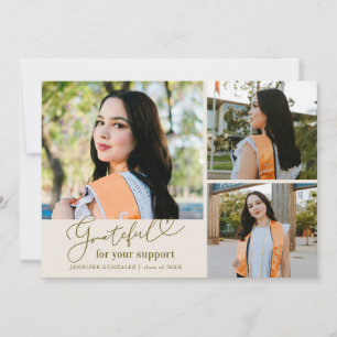 Dankbare Creme-Farbene Mehrfach-Foto-Abschlusskart Ankündigung