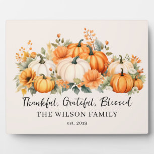 Dankbare Dankbarkeit gesegnet Fall Pumpkin Familie Fotoplatte