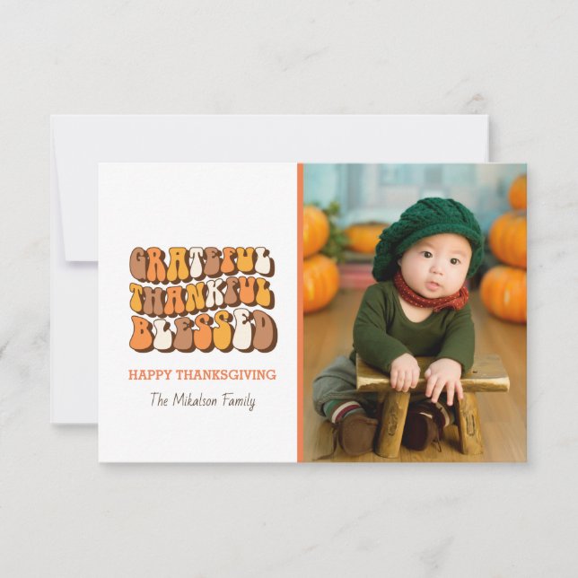 Dankbare Dankbarkeit gesegnete Fotokarte für Typog (Vorderseite)
