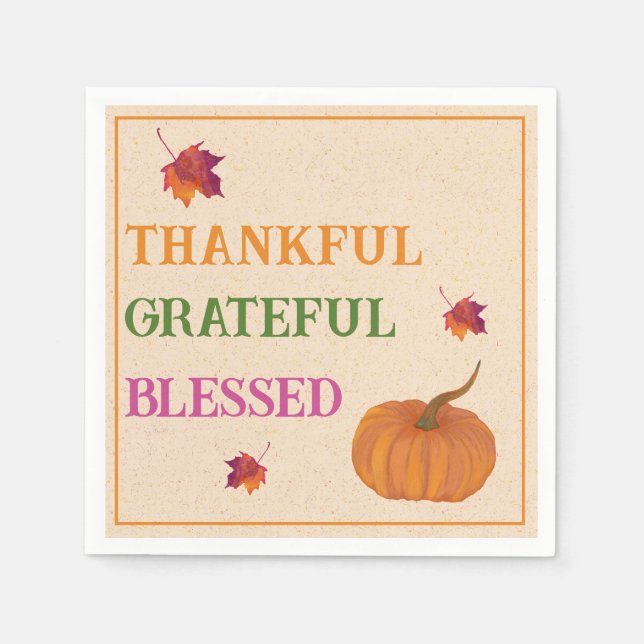 Dankbare Dankbarkeit gesegnete Herbstlaub Serviette (Vorderseite)
