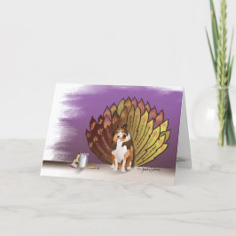 Dankbare Dankbarkeit Sheltie Türkei Feathers Dankeskarte