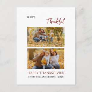 Dankbare Elegante Frohe Thanksgiving-Familie 2 Fot Feiertagspostkarte