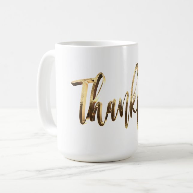 Dankbare Elegante Imitate Gold-Script-Erntedank Kaffeetasse (Vorderseite Links)