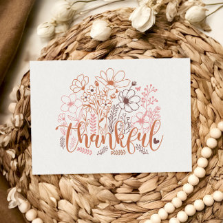 Dankbare Florale Boho Gezeichnete Thanksgiving-Kar
