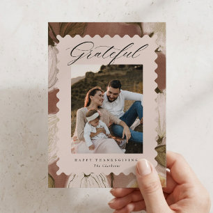 Dankbare geschweifte Blumen-Foto-Thanksgiving-Kart Einladung