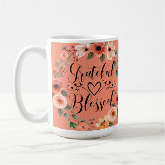 Dankbare Gesegnete Tasse - Wasserfarben-Blumenkran