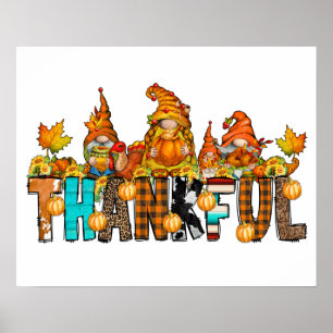 Dankbare Gnome Fallen Erntedankfest Herbst Kürbiss Poster
