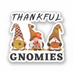 Dankbare Gnome mit Niedlichem Herbsttrio von Gnome Aufkleber