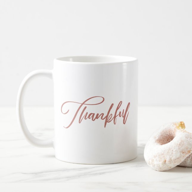 Dankbare handgeschriebene Typografie Kaffeetasse (Mit Donut)