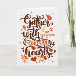 Dankbare Herz Autumn Leaf Typograpy Erntedank Feiertagskarte