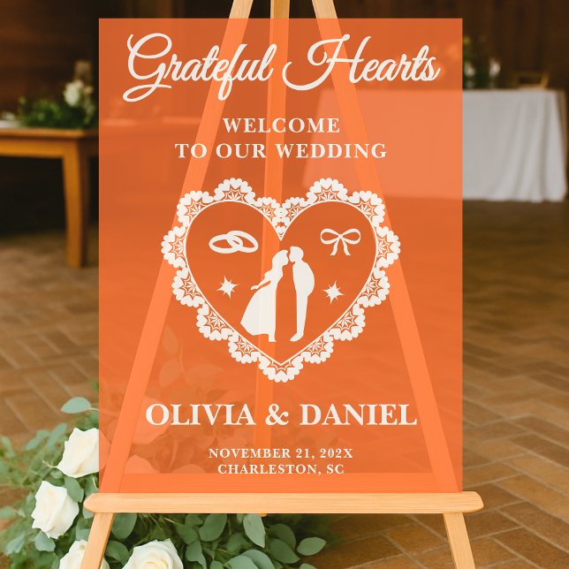 Dankbare Herzen | Erntedank Wedding Welcome Acrylschild (Von Creator hochgeladen)