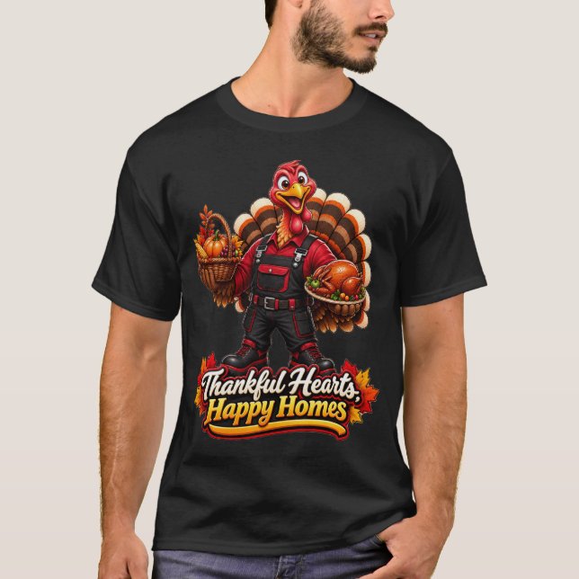 DANKBARE HERZEN, GLÜCKLICHE HEIME T-Shirt (Vorderseite)